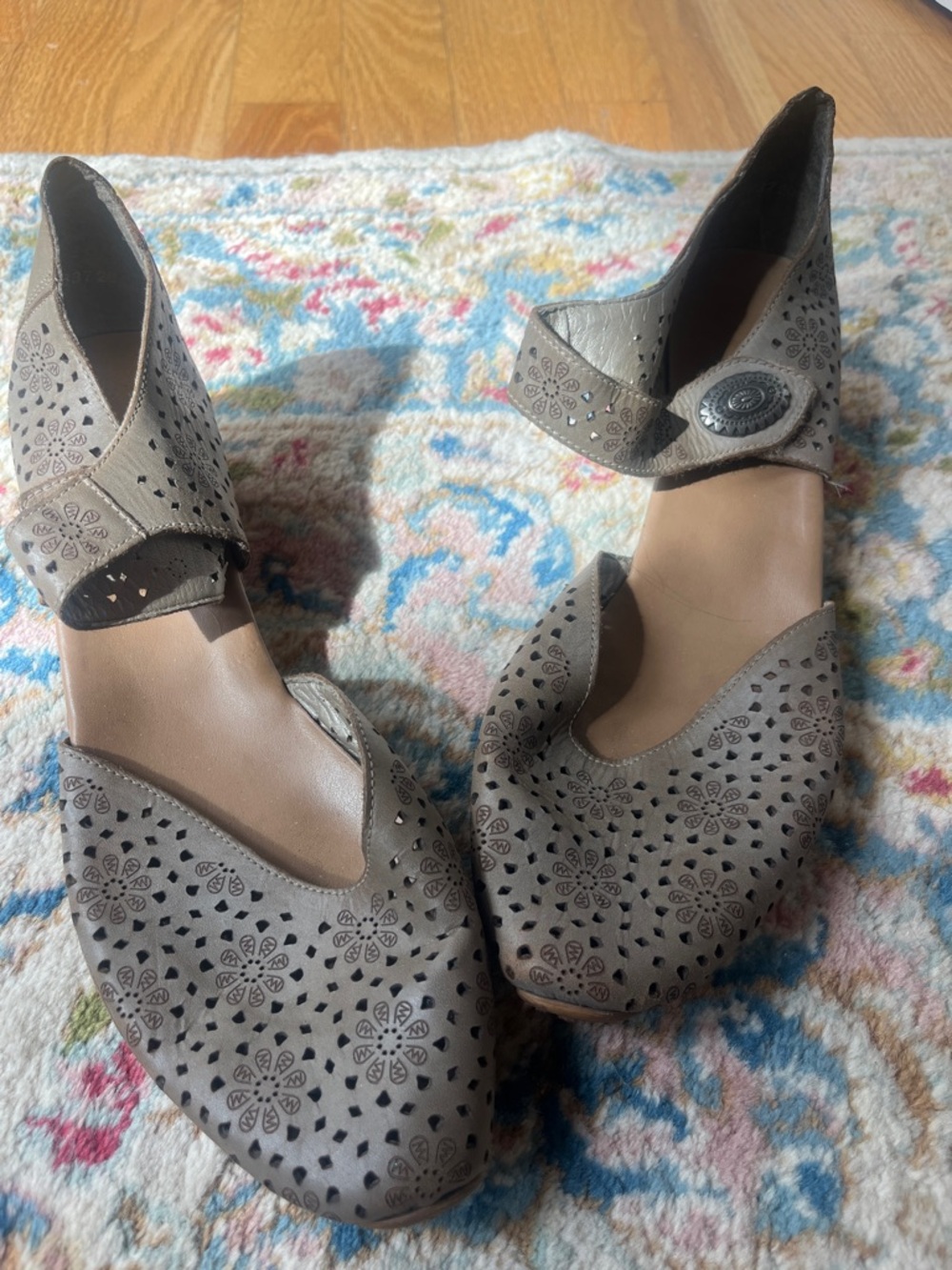 Rieker Laser-Cut Ankle Strap Flats